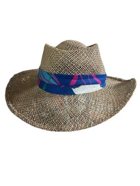 Vintage STETSON Straw Hat with Colorful Band